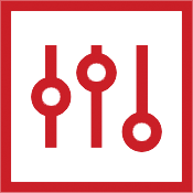 Red adjusting levers icon